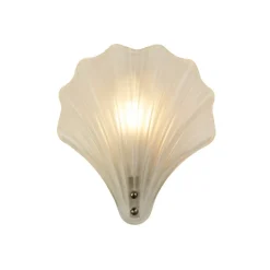 Searchlight Shell væglampe, hvid satineret, skalform, glas, IP44