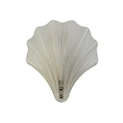 Searchlight Shell væglampe, hvid satineret, skalform, glas, IP44
