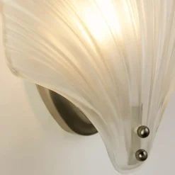 Searchlight Shell væglampe, hvid satineret, skalform, glas, IP44