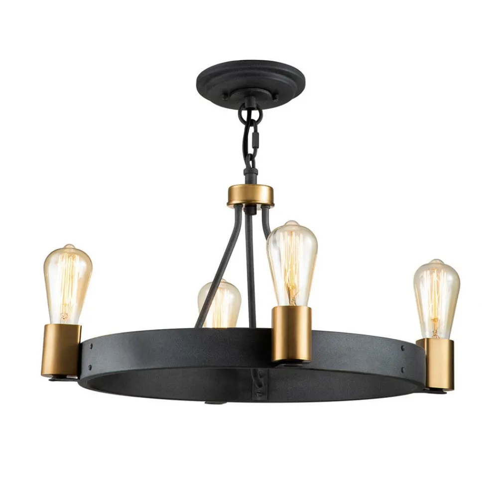 Silas lysekrone, sort, 4 lyskilder, Ø 54,9cm^Quintiesse