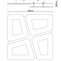 Simes loftlampe, hvid, metal, 48x48 cm, CCT, fjernbetjening^Näve Sale
