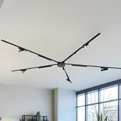 Lindby Skinne system 48V Lumaro, lysliste, 10 lyskilder, sort