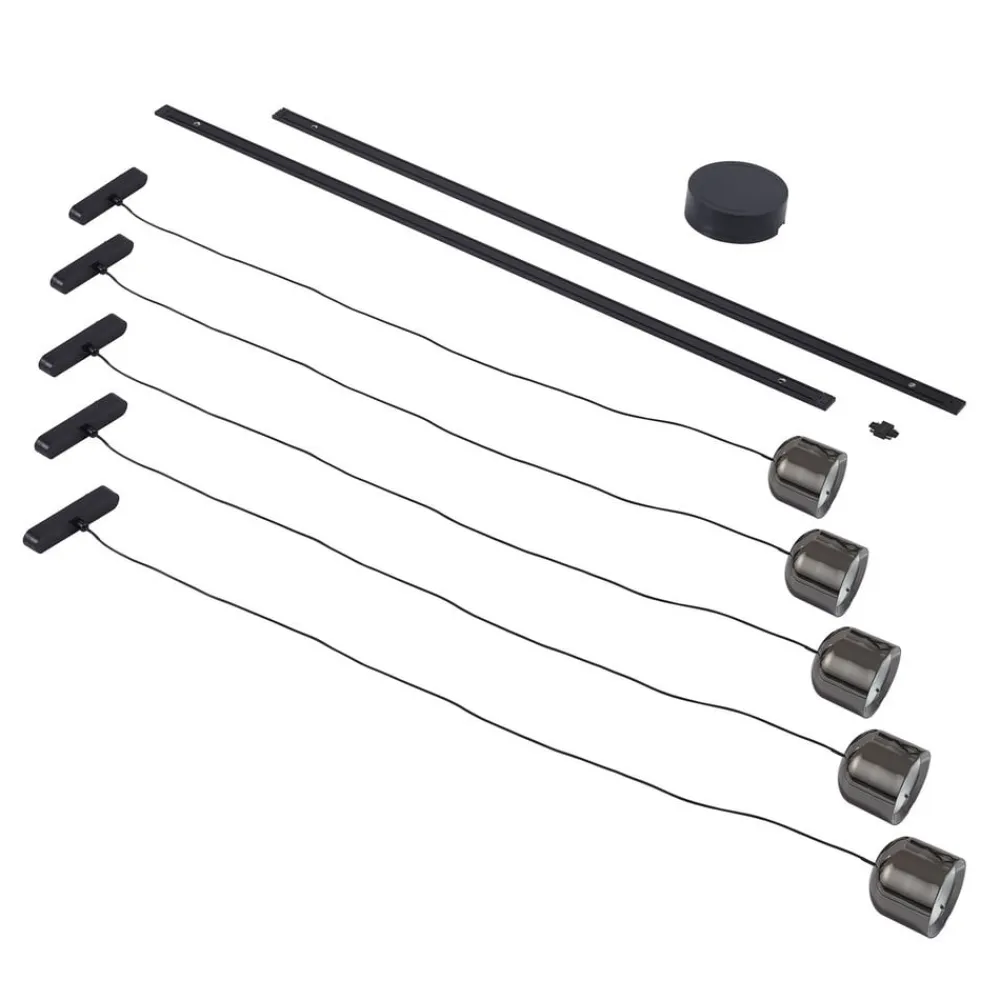 Skinne system 48V Lumaro, pendel, cylinder, 5 lyskilder, sort^Lindby Sale