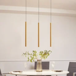 Lindby Skinnesystem>Skinne system 48V Lumaro, pendel, rørpære, 3 lyskilder, guld, CCT