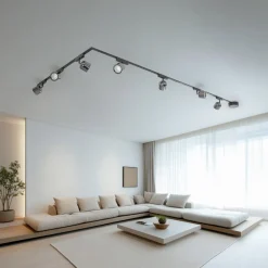 Lindby Skinne system 48V Lumaro spots 7 lyskilder sort Ø8cm dæmpbar