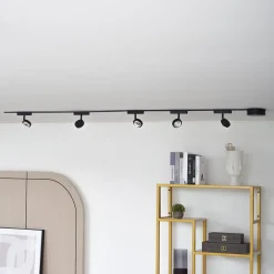 Skinne system 48V Lumaro, spots, 5 lyskilder, sort, Ø 7,3cm^Lindby Discount