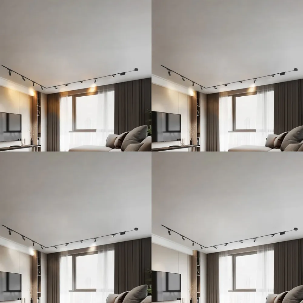 Lindby Skinnesystem>Skinne system 48V Lumaro, spots, 9 lyskilder, sort, 13,1 cm, dæmpbar