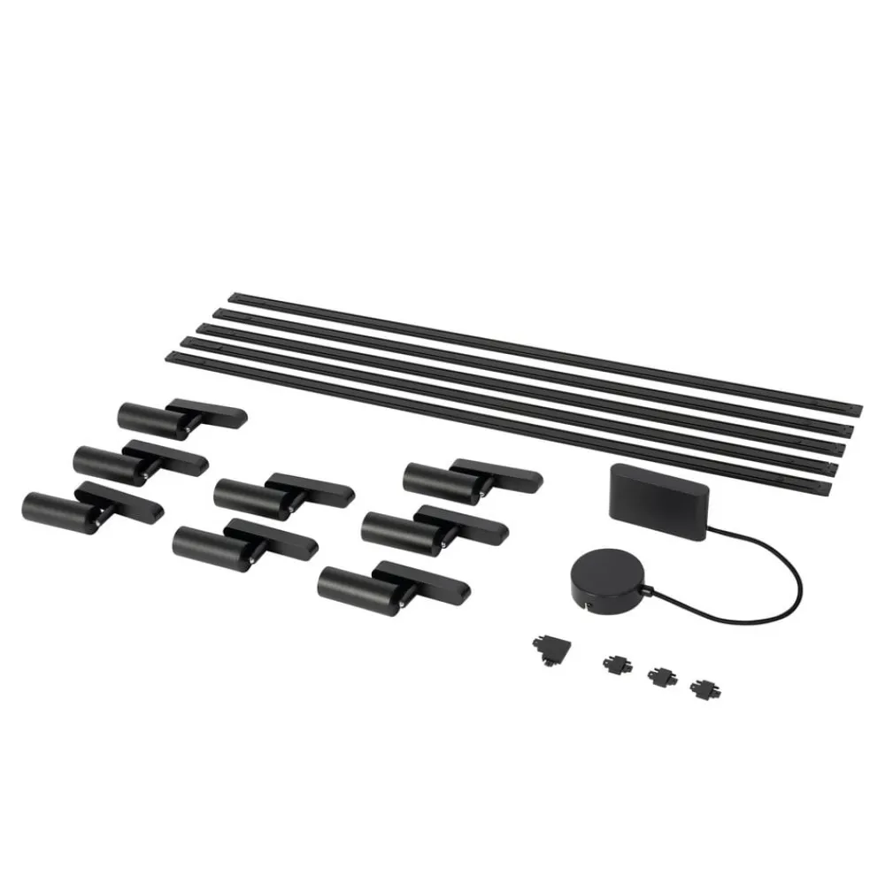 Lindby Skinnesystem>Skinne system 48V Lumaro, spots, 9 lyskilder, sort, 13,1 cm, dæmpbar