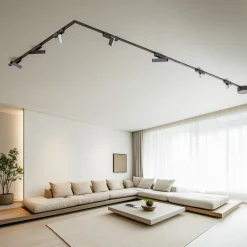 Lindby Skinnesystem>Skinnesystem Lumaro, lysliste, 7 lyskilder, sort, 48 V, dæmpbar