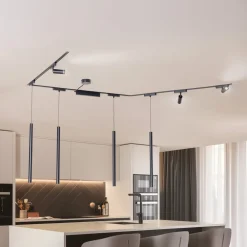 Lindby Skinnesystem>Skinnesystem Lumaro,spots,pendel,7 lyskilder,sort,48V,dæmper