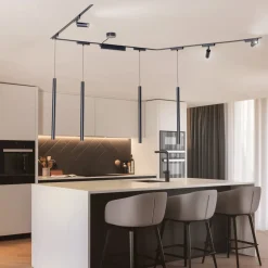 Lindby Skinnesystem>Skinnesystem Lumaro,spots,pendel,7 lyskilder,sort,48V,dæmper