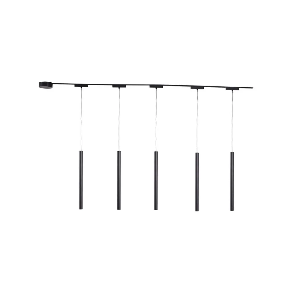 Lindby Skinnesystem 48V Lumaro, pendel, 5 lyskilder, sort, dæmpbar