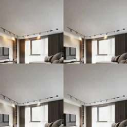 Skinnesystem 48V Lumaro, spots, 9 lyskilder, sort, 25,7 cm, dæmpbar^Lindby Online