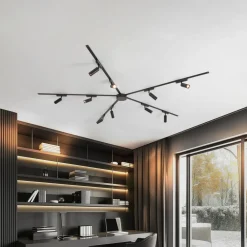 Lindby Arbejdsrum/Kontor|Skinnesystem>Skinnesystem 48V Lumaro, spots, 10 lyskilder, sort, Ø 4 cm