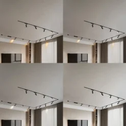 Lindby Skinnesystem 48V Lumaro, spots, 11 lyskilder, sort, Ø4cm, dæmpbar