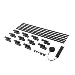 Lindby Skinnesystem 48V Lumaro, spots, 11 lyskilder, sort, Ø4cm, dæmpbar