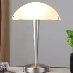 Lindby Skøn Viola bordlampe i mat nikkel