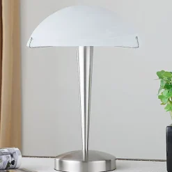 Lindby Skøn Viola bordlampe i mat nikkel