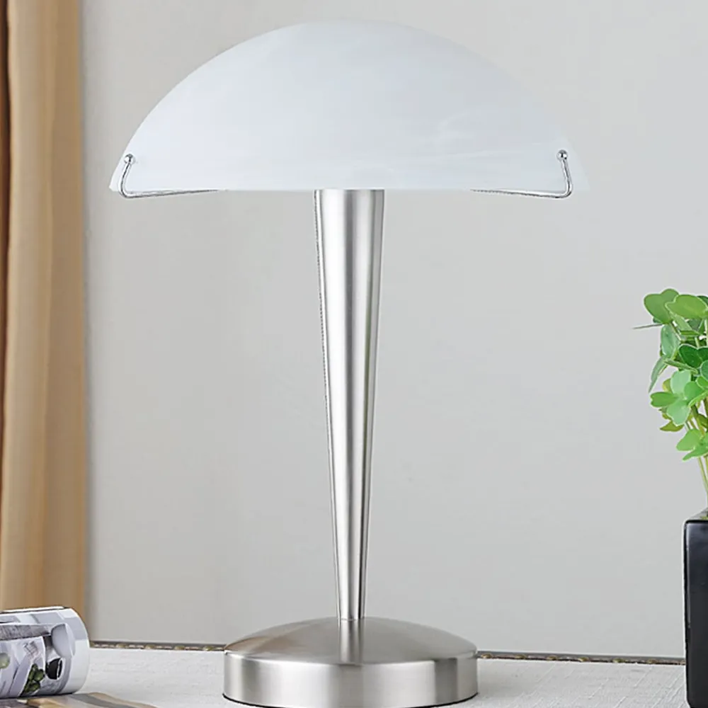 Lindby Skøn Viola bordlampe i mat nikkel