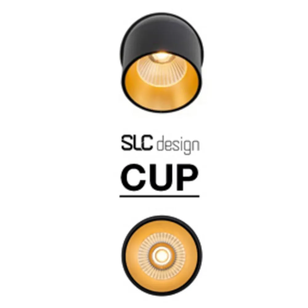 SLC Cup LED-indbygningsdownlight sort/guld 2.700 K^The Light Group Online