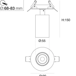 SLC LED-indbygningsspot Art, 1 lyskilde, sort, 2.700 K, aluminium^The Light Group Sale