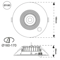 SLC Shift LED-downlight Ø 18cm hvid med sensor^The Light Group Online