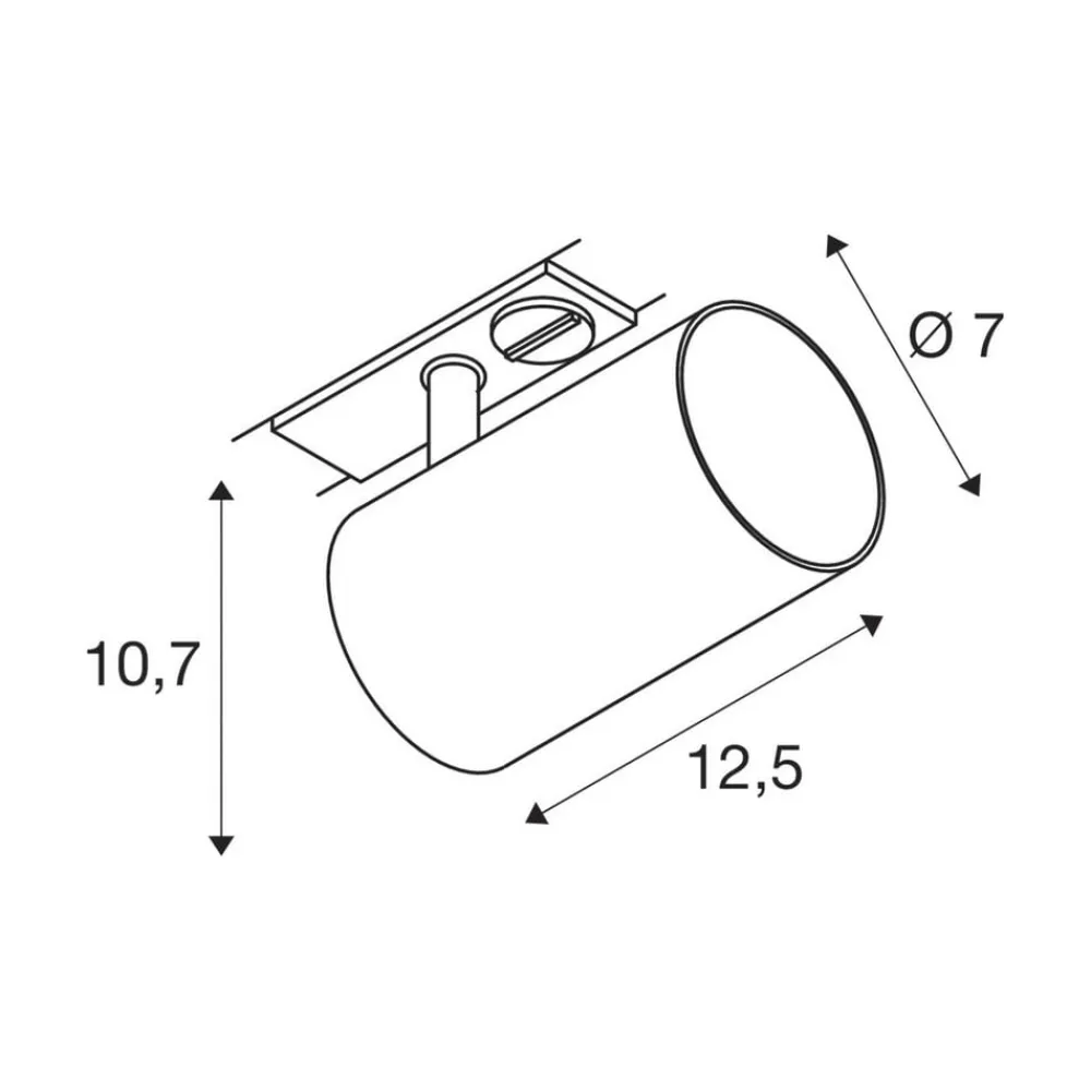 SLV Arbejdsrum/Kontor|Skinnesystem>Asto Tube GU10-spot til 1-fase skinne, sort
