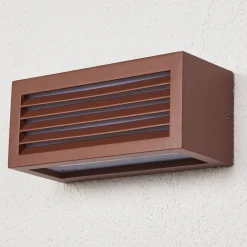 SLV Box L E27 udendørs væglampe, rustbrun