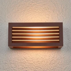 SLV Box L E27 udendørs væglampe, rustbrun