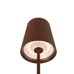 genopladelig LED-lampe Vinolina Two, rustfarvet, aluminium, Ø 11 cm^SLV