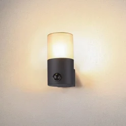 Grafit udendørs væglampe cylindrisk med sensor^SLV Online
