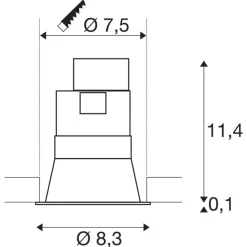 SLV Horn indbygningsspot GU10, mat sort