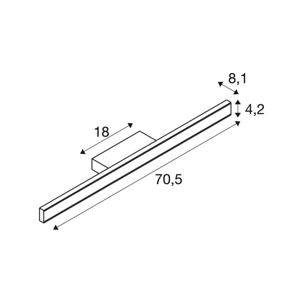 SLV LED-væglampe til badeværelset One Linear, 70 cm, messingfarvet