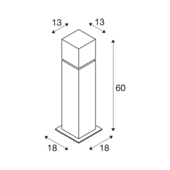 sokkellampe Square Pole, højde 60 cm, grå, stål^SLV Outlet