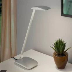 EGLO Sølvfarvet LED-skrivebordslampe Cajero m. dæmper