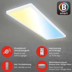 Smart LED loftlampe Tava, 58x20 cm, CCT, dæmpbar^Briloner Discount