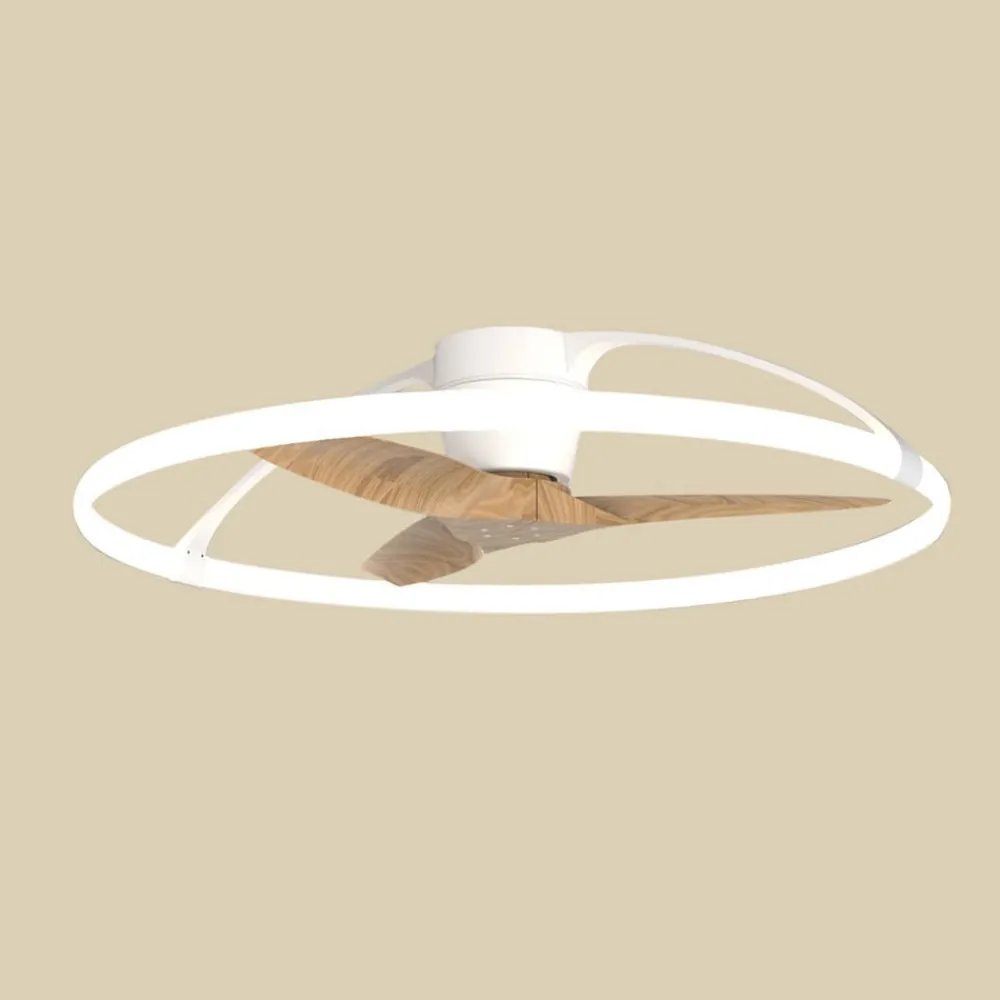 Mantra Iluminación Smart LED-loftventilator Nepal, hvid/bøg, DC, støjsvag