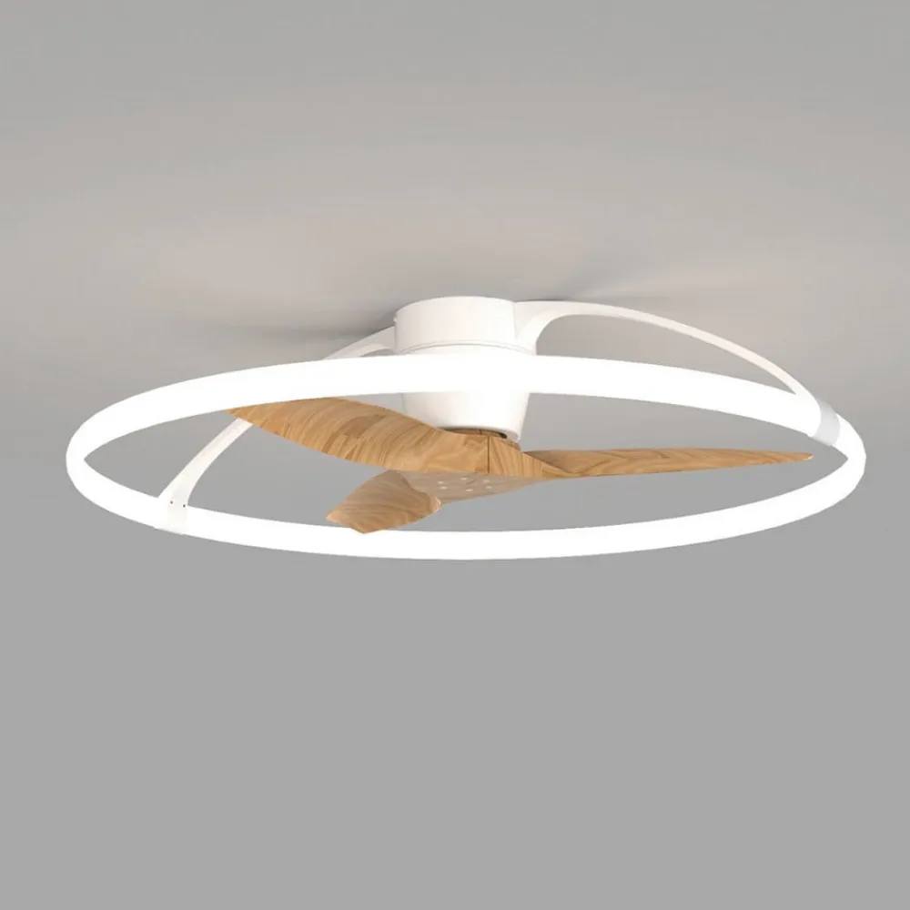 Mantra Iluminación Smart LED-loftventilator Nepal, hvid/bøg, DC, støjsvag
