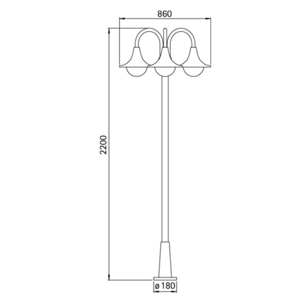 Smuk lampemast 171 i sort med tre lys^Albert Leuchten Outlet