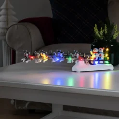 Konstsmide Christmas Julepynt>Snemand med hundeslæde borddeko, farverige LED'er