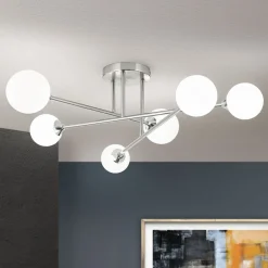 ORION Snowwhite loftl. med stænger, 6 lyskilder, nikkel