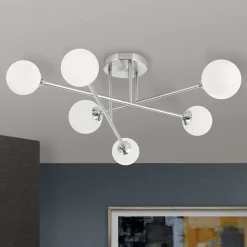 ORION Snowwhite loftl. med stænger, 6 lyskilder, nikkel