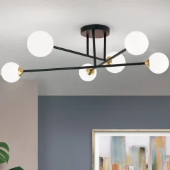 ORION Loftlamper>Snowwhite loftlampe med stænger, 6 lyskilder, sort