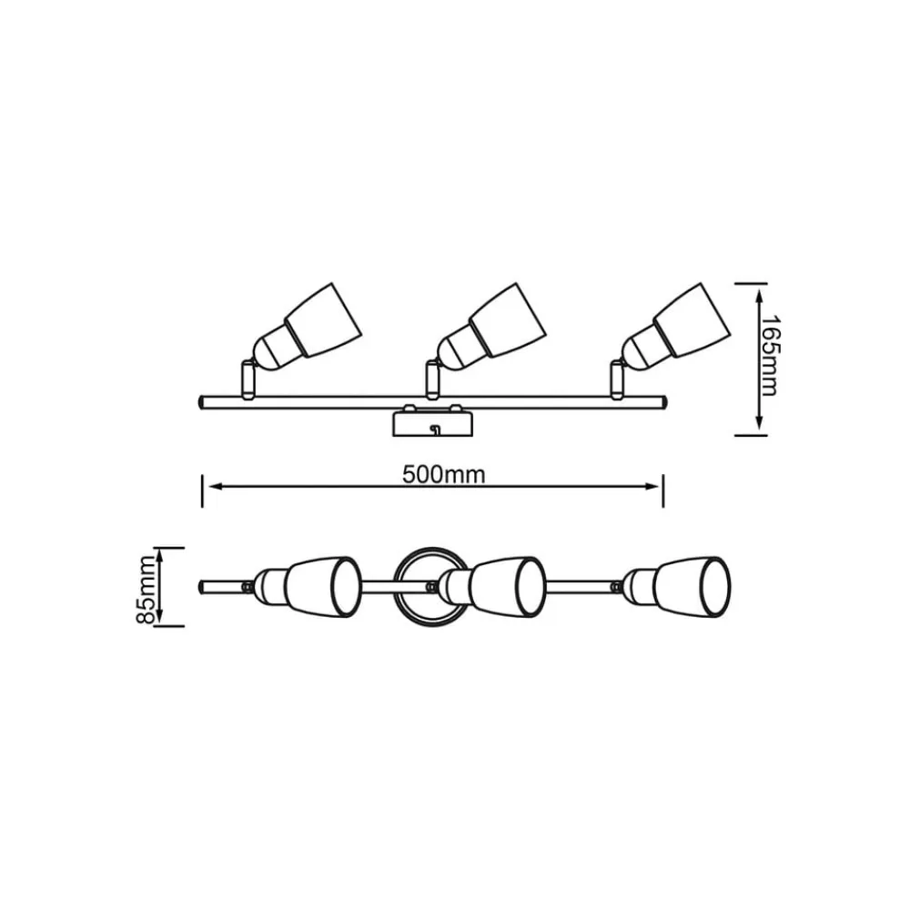 Brilliant Loftlamper|Loftlamper>Sofia loftspot, jern/krom/hvid, længde 57 cm, 3-lys.