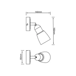 Brilliant Sofia vægspot, jern/krom/hvid, fremspring 19 cm