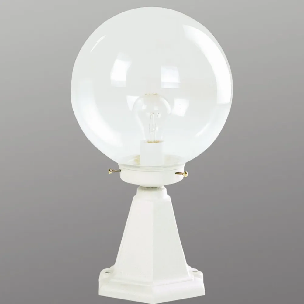 Albert Leuchten Sokkellampe I, hvid, med bobleglas