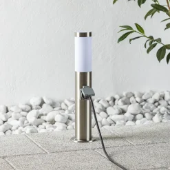 Brilliant Sokkellamper>Sokkellampe i stål Chorus med stikkontakt, 50 cm