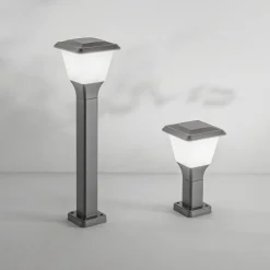 Sokkellampe Lena, 30 cm, mørkegrå, metal, E27, IP65^Fabas Luce