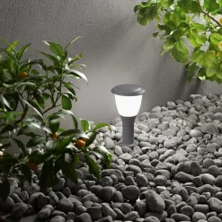 Fabas Luce Sokkellampe Thiago, 30 cm, mørkegrå, metal, E27, IP65