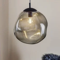 TK Lighting Pendellamper|Pendellamper>Sol glaspendel, Ø 35cm, sort/røggrå